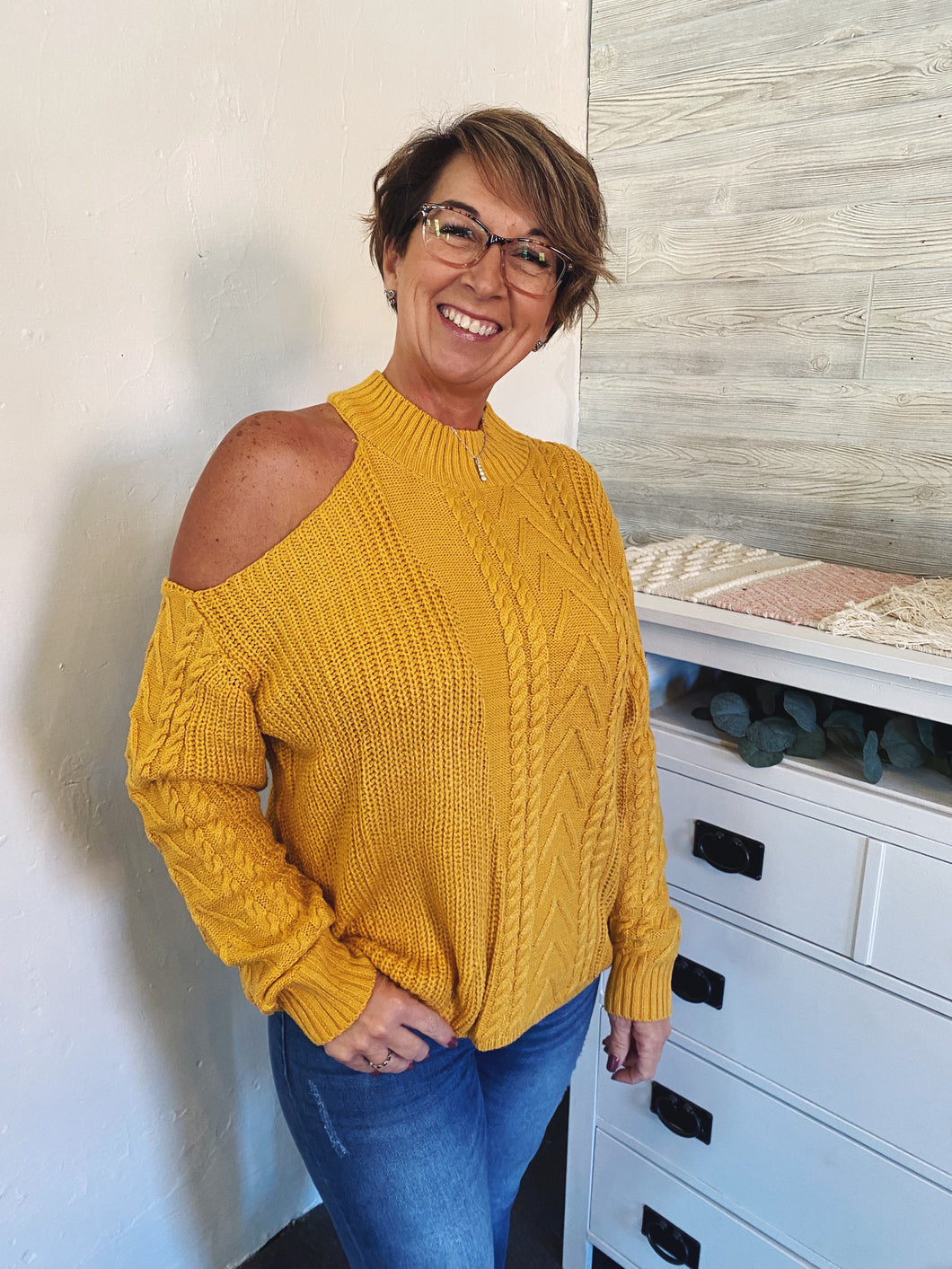 Mustard Cutout Sweater