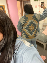Load image into Gallery viewer, Denim Colored Aztec Shacket
