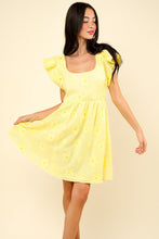 Load image into Gallery viewer, Yellow Embroidered Daisy Dress
