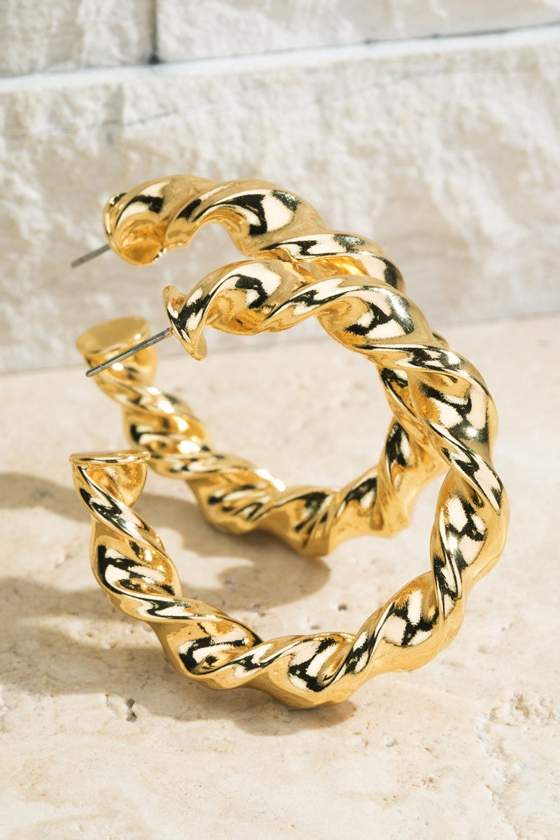 Gold Twisty Hoops