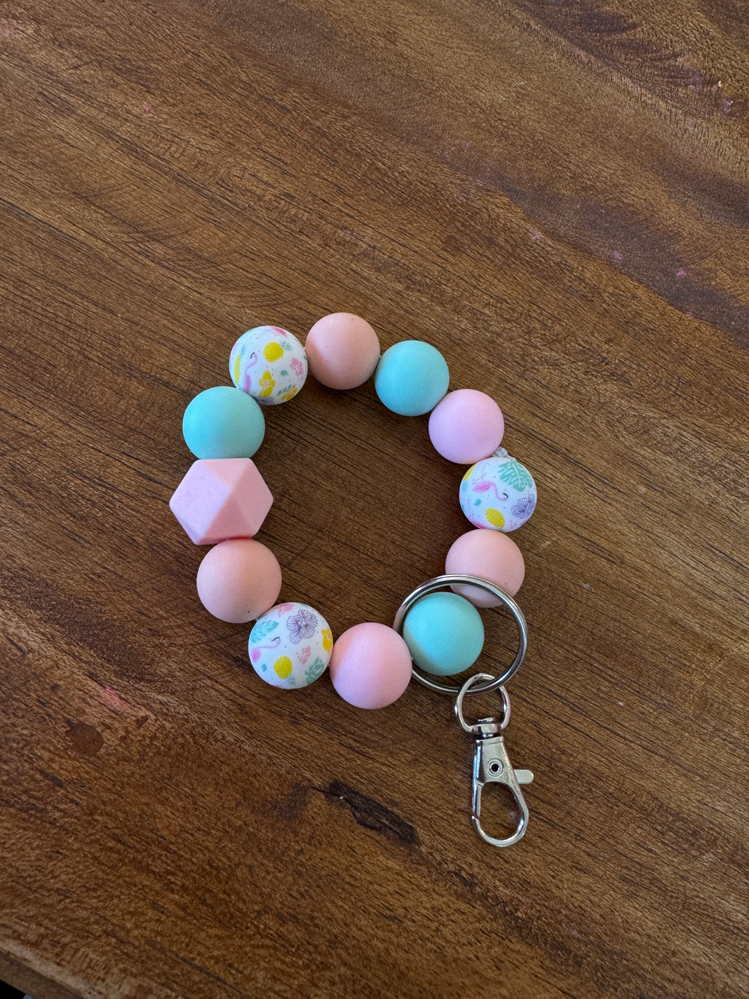 Pink and Blue Stretchy Key Ring