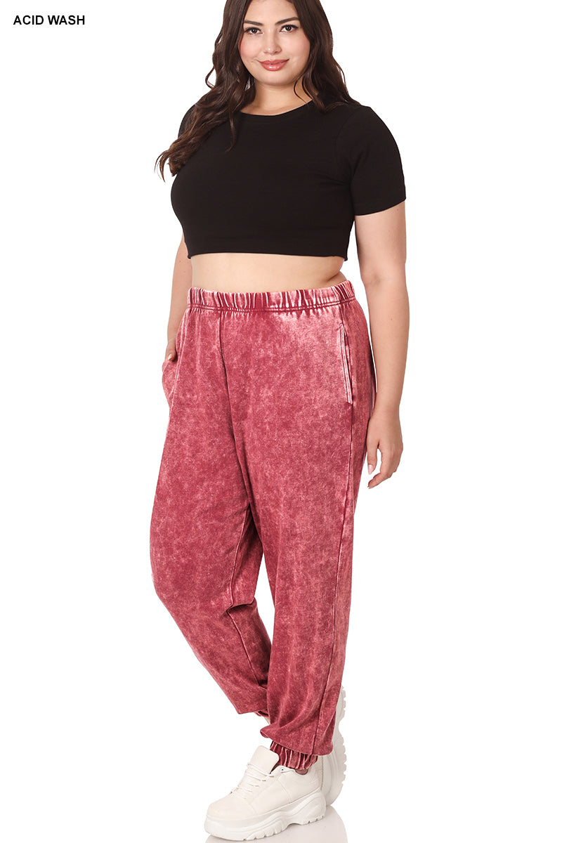 Curvy Acid Wash Joggers