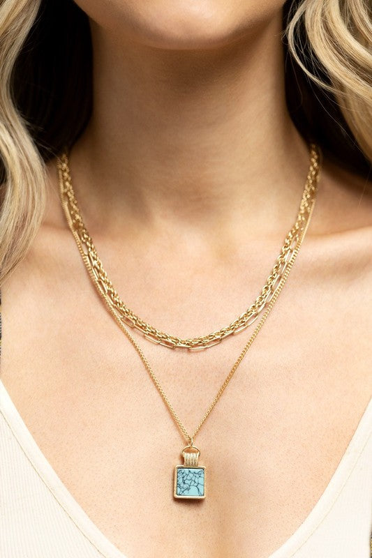 Gold & Turquoise Layered Necklace