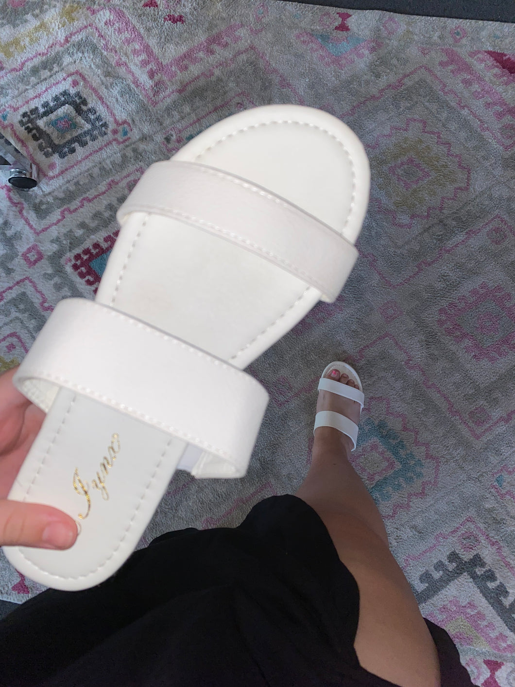 White Two Strap Sandals
